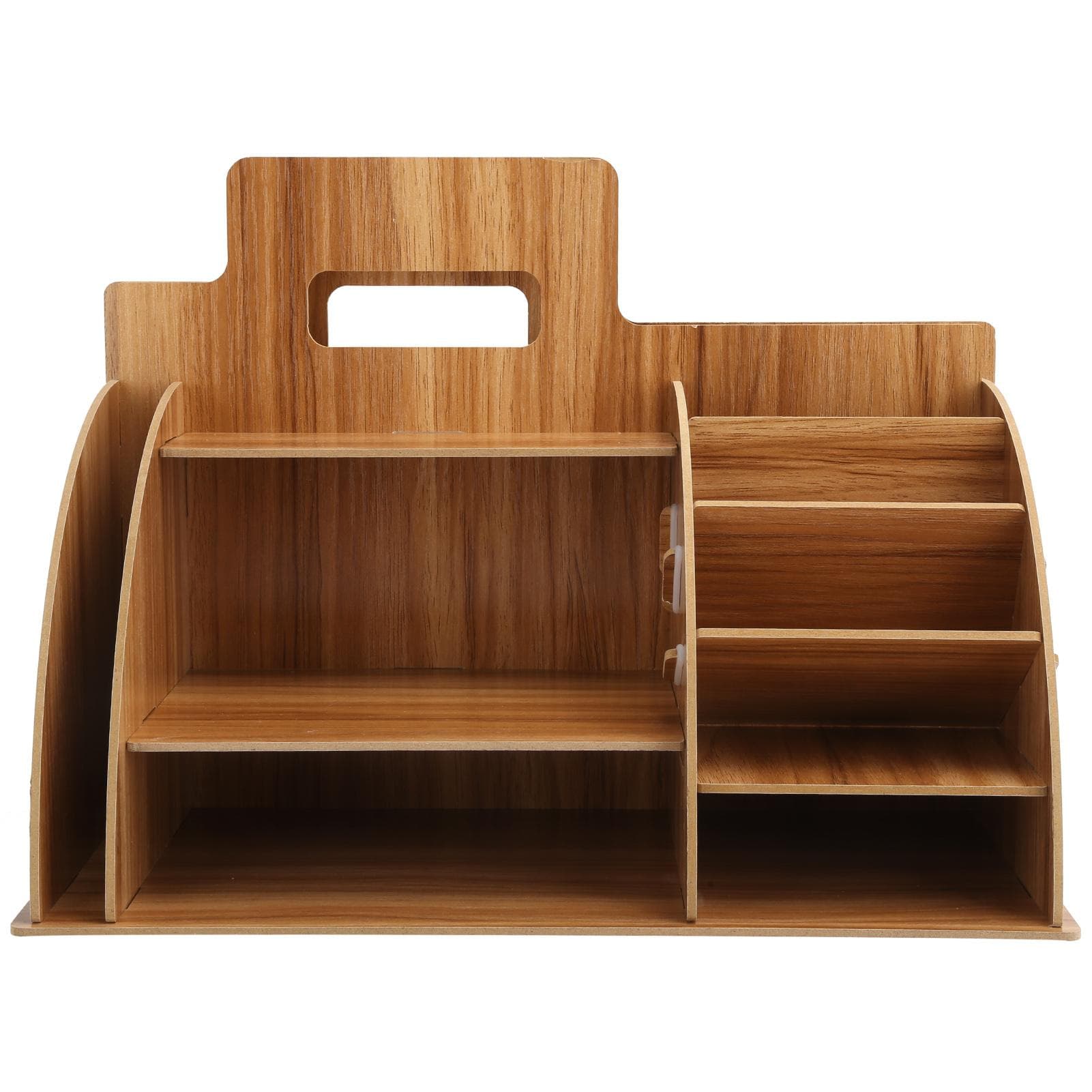 Wood Desktop Organizer Innovative Cosmetics Stationery Storage Rack for Home OfficeCherry Wood