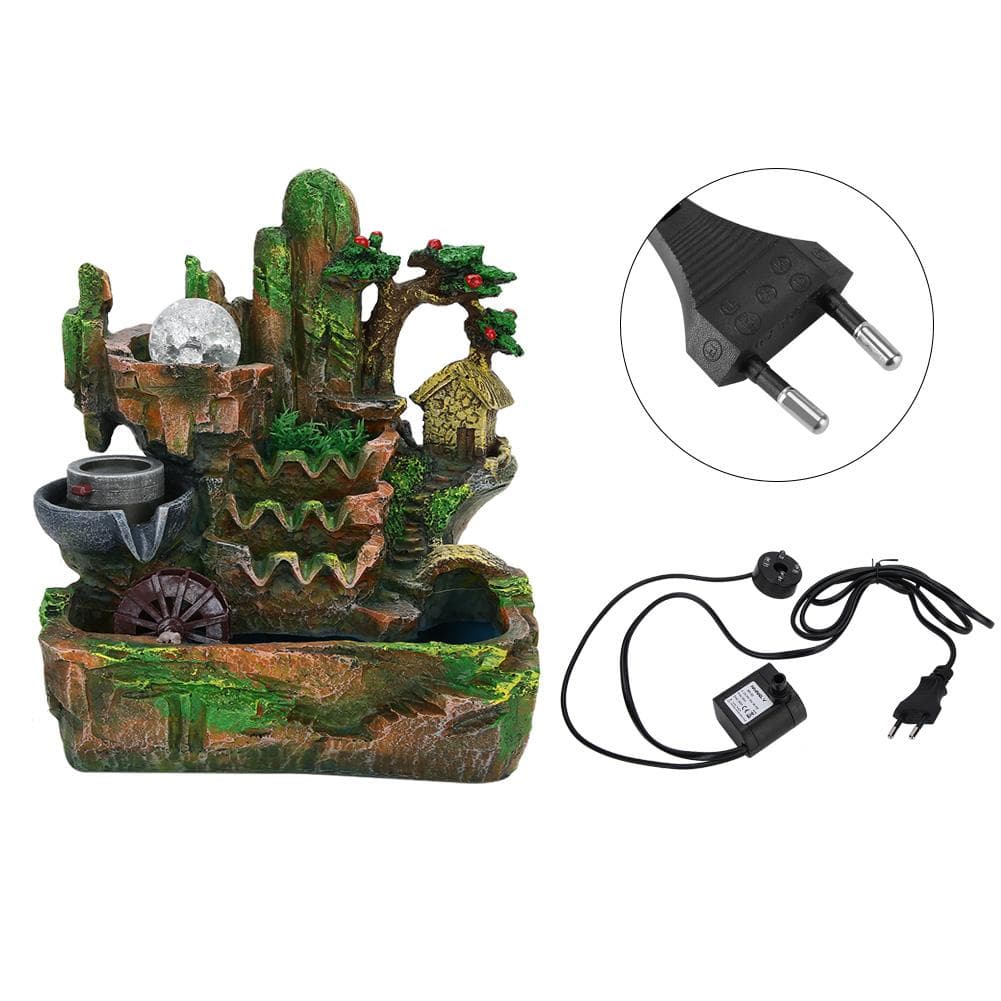 Distinctive Desktop Water Fountain Simulation Rockery Landscape Ornament with Atomizing EffectEU
