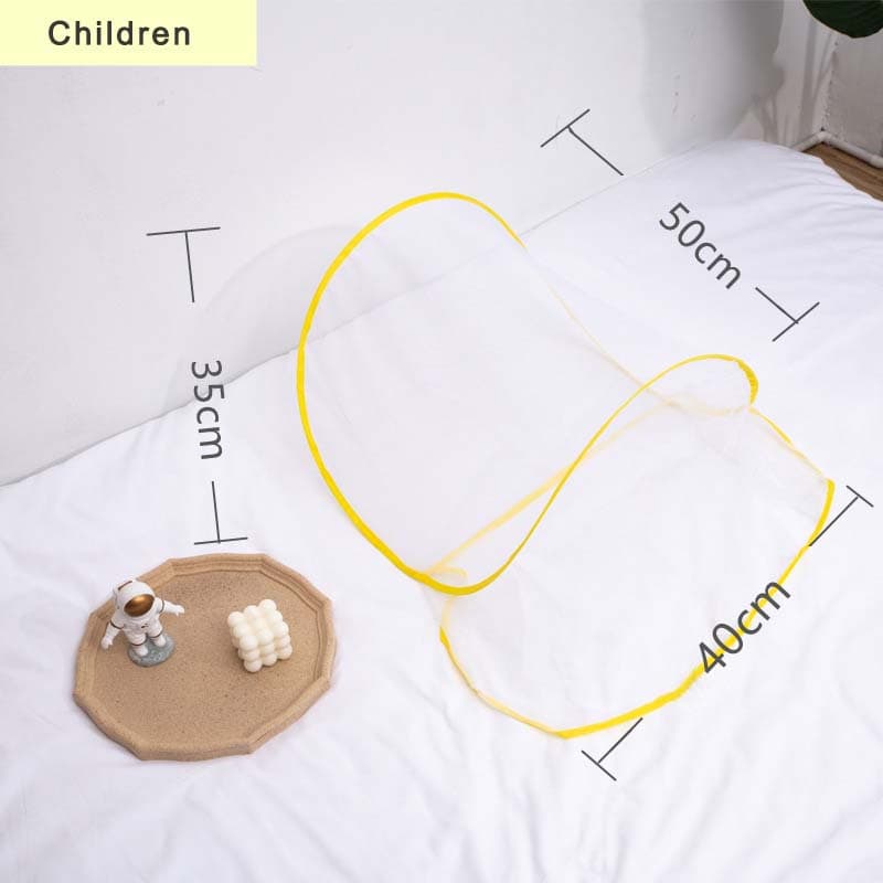 Mosquito Net for Trips Folding Anti Mosquito Insect Net for Head Sleeping Portable Single Mosquito Net for Bed Summer Adjustable Folding Net Cover Children yellow
