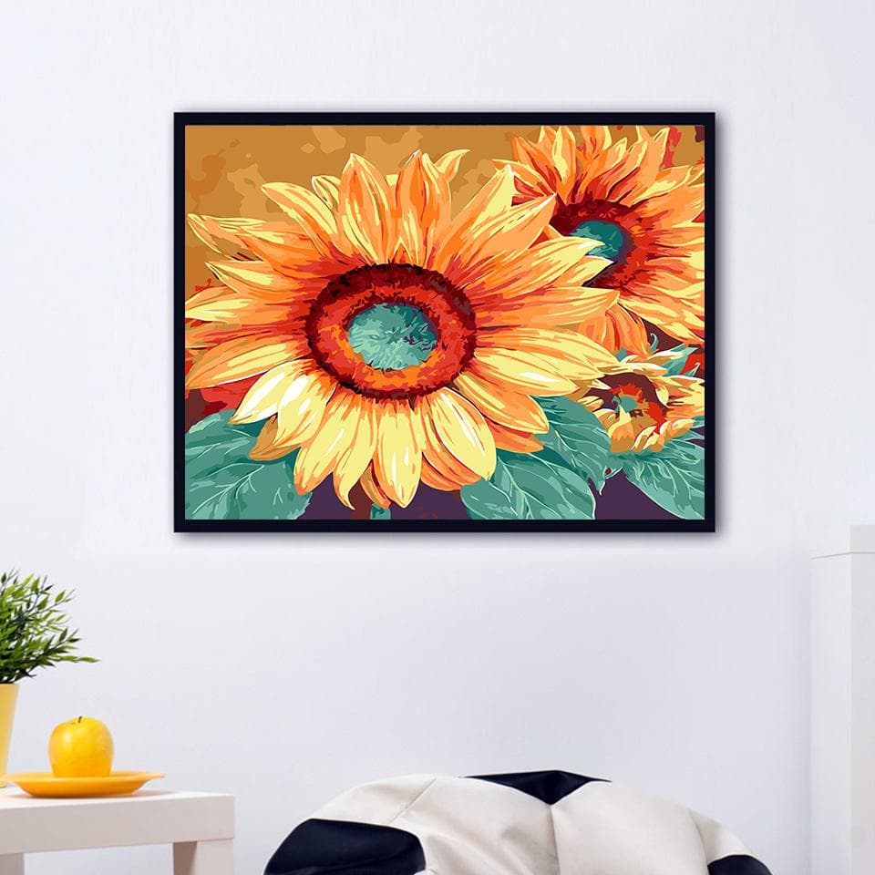 Flower Pictures By Numbers Wall Art Sunflower Diy Paint Canvas Hand Painted Home Decor 20X30CM