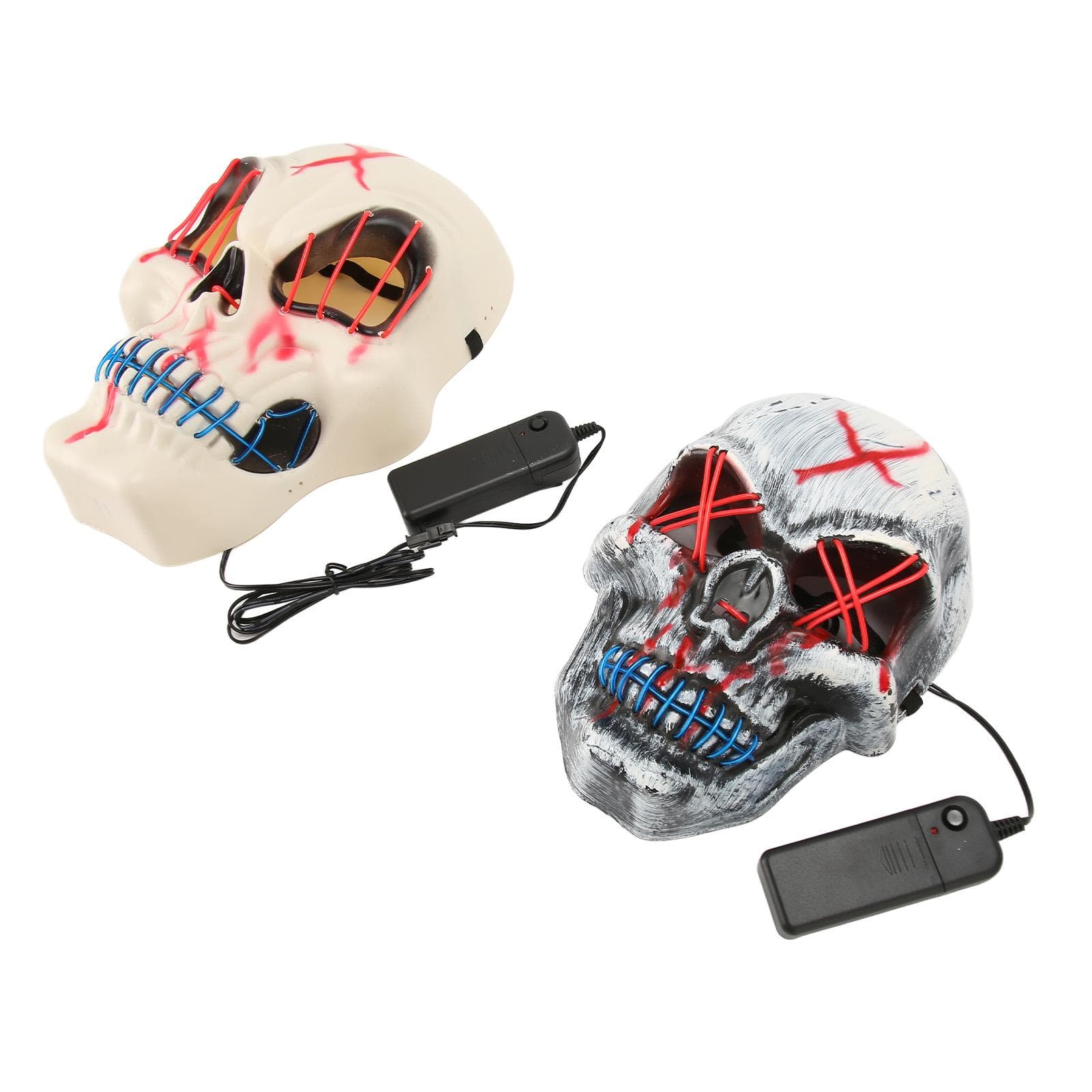 2PCS LED Face Cover 3 Flashing Modes Light Up Halloween Face Cover with El Cold Light for Party
