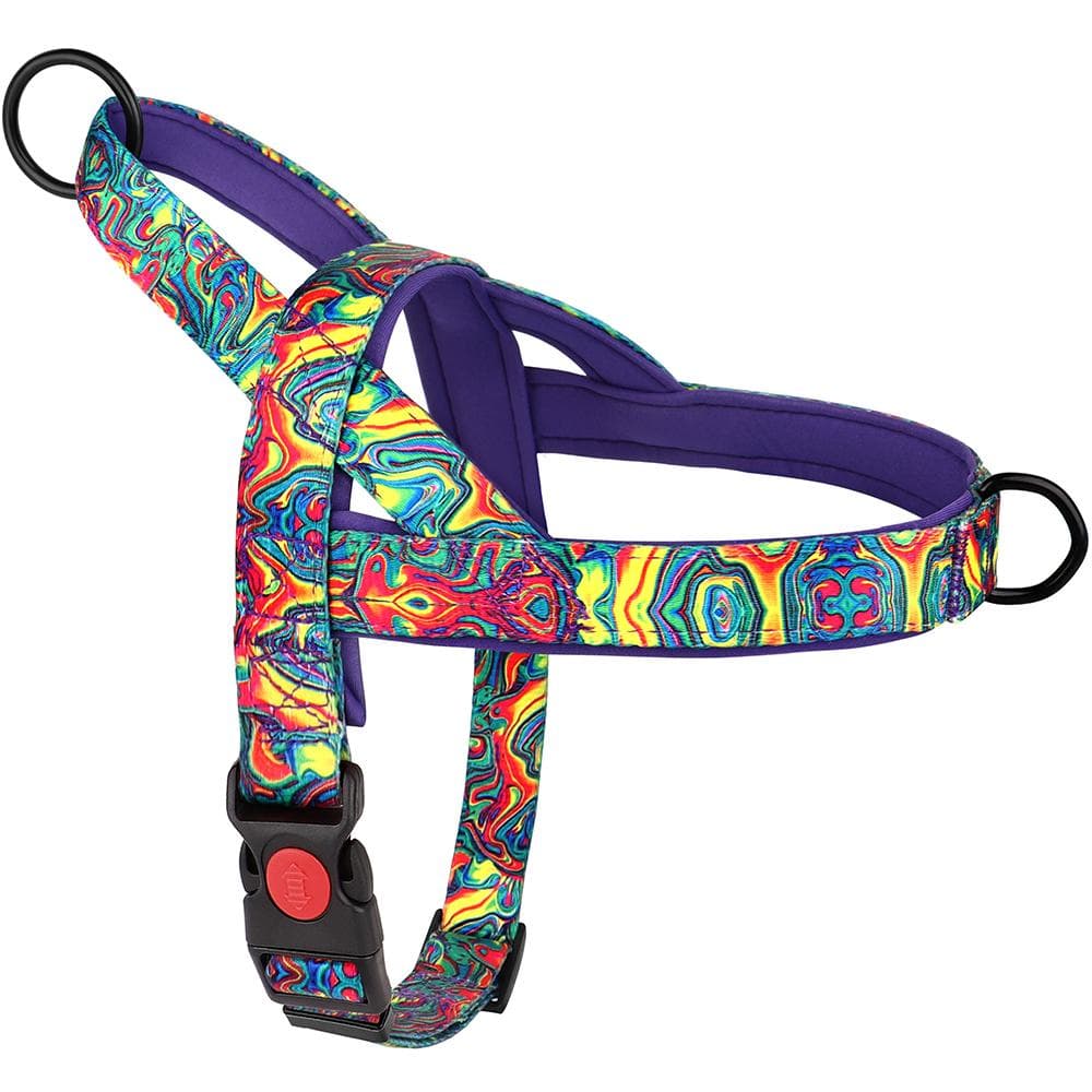 Nylon Dog Harness No Pull Strong Dog Harnesses Adjustable Pet Walking Training Vest For Small Medium Large Dogs Pitbull Bulldog M purple