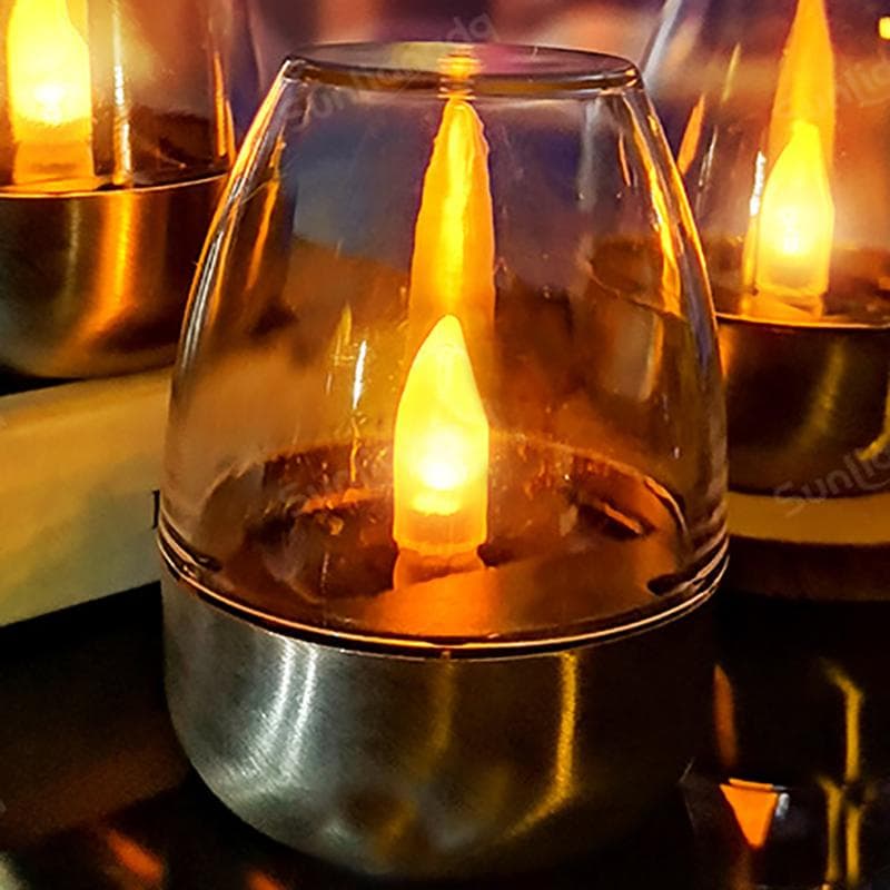 Solar Light Outdoor Garden Led Stainless Steel Candle Light Lawn Deck Night Light Landscape Garden Halloween Christmas Holiday Atmosphere Light
