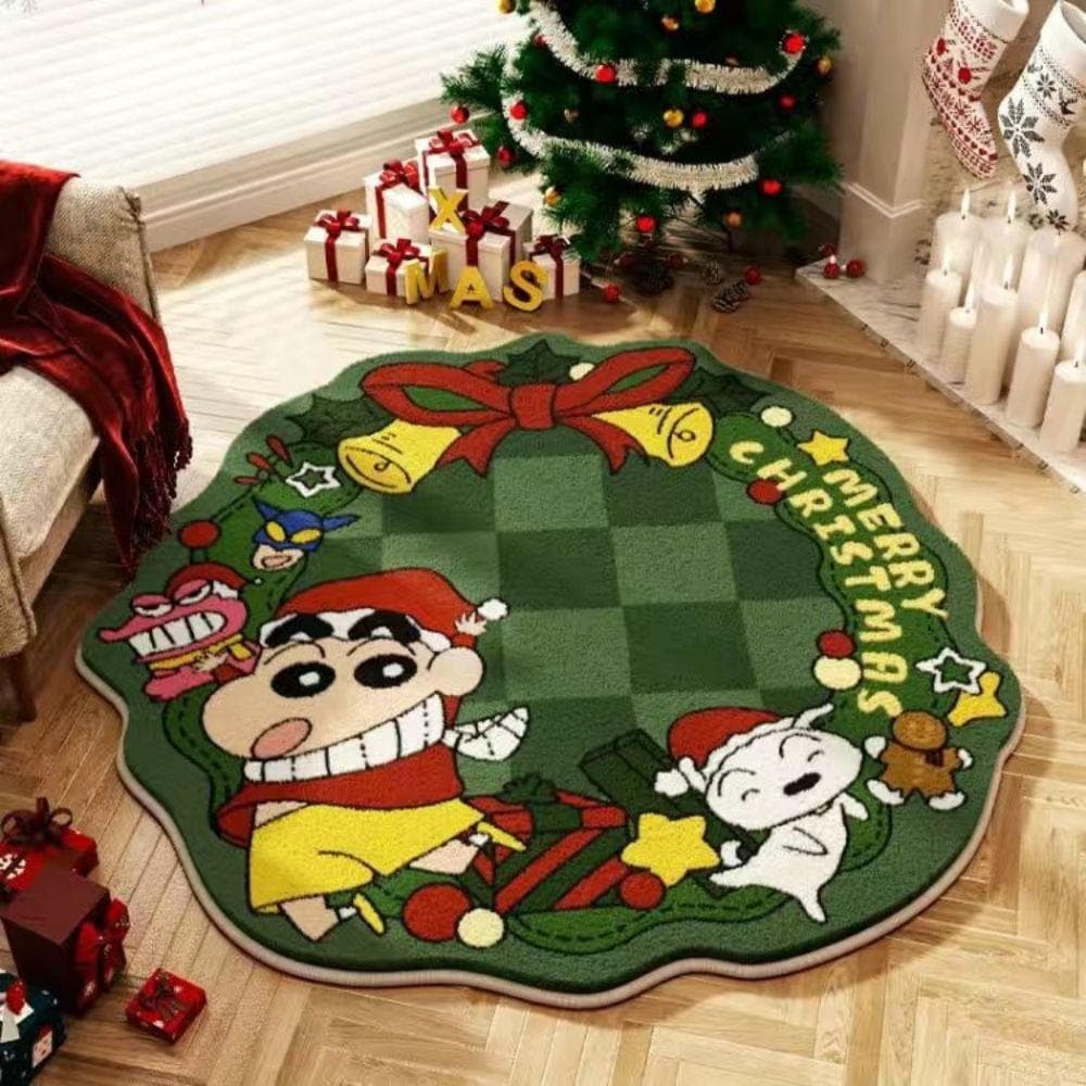 1PC Cute Cartoon Round Imitation Cashmere Carpet Soft Bedroom Bed Blanket Living Room Sofa Non-Slip Cushion Home Decor 80cm 32inch