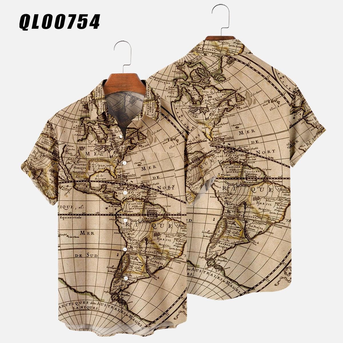 Hawaiian Shirts Map 3d Print Shirt Men's Women's Shirts Men's Casual Vocation Lapel Shirt Summer Beach Camisa Trip Blouse Casual XL