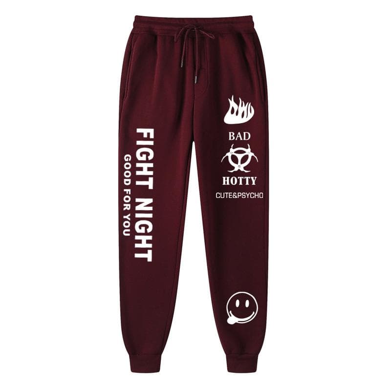 2026 Autumn winter Letter Print Sweatpants Baggy Pants Women Joggers Harajuku Pencil Pant Trousers Middle waist Sweat Pants S wine red