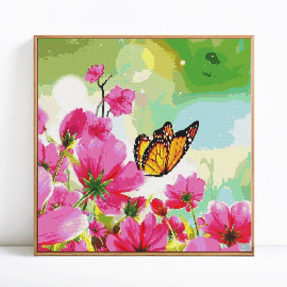 5D Diamond Painting Flower And Butterfly Full Round Embroidery Sale Diamond 30x30