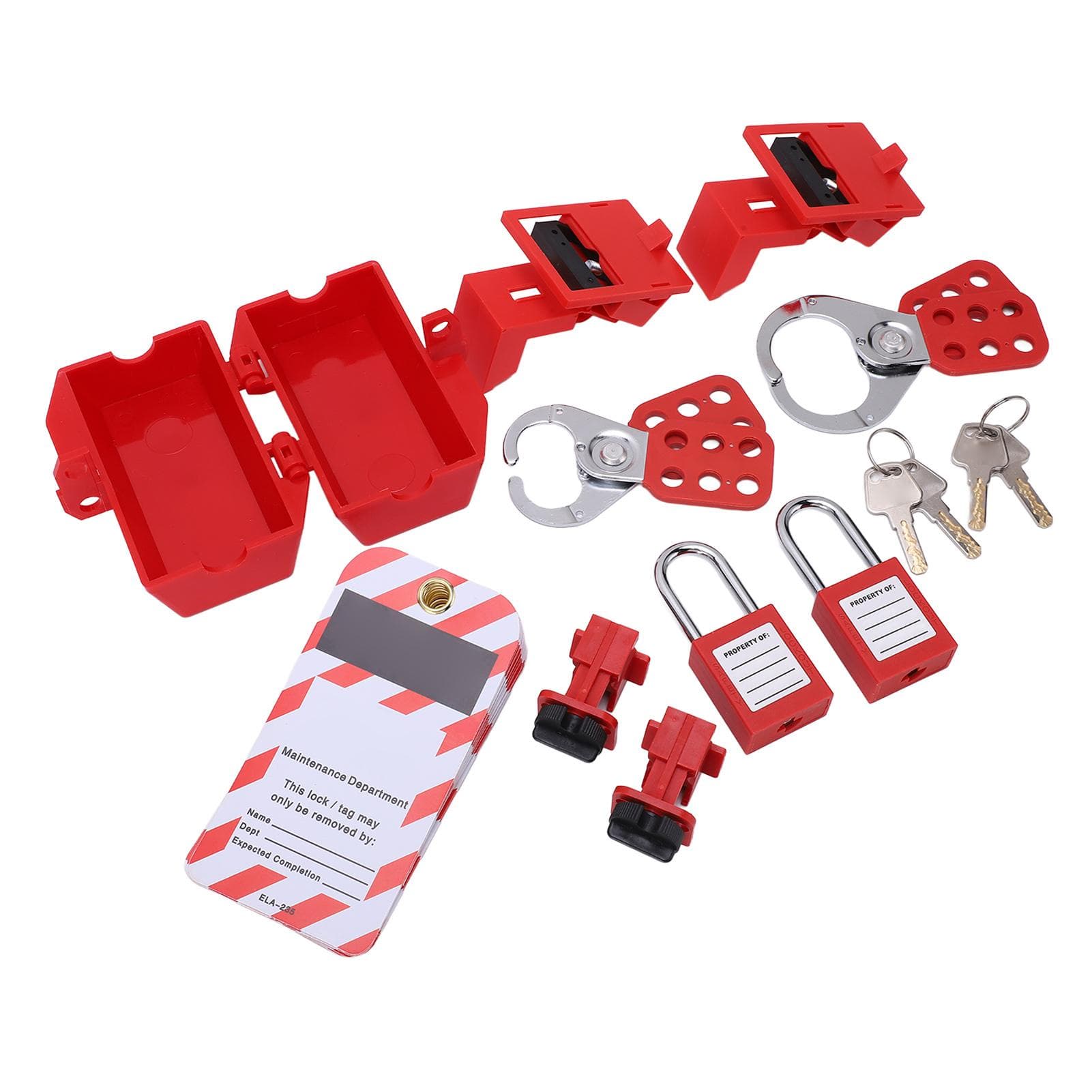 Electrical Lockout Tagout Kit with Circuit Breaker Lock Hasps Loto Tags Safety Padlocks Keys for