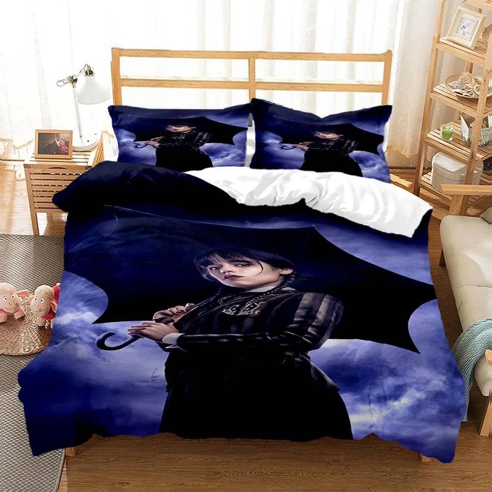 Wednes day Addams American Dramas 3D printed bedding Queen bedding set Soft and comfortable customized King size bedding set EU single(135x200cm)