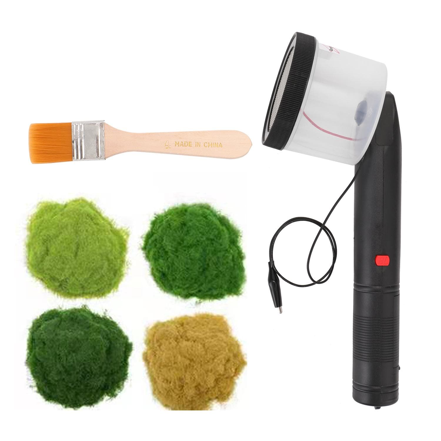 ABS Antiskid Handle Mini Static Grass Flocking Applicator with 4 Colors of Grasspowders for DIY