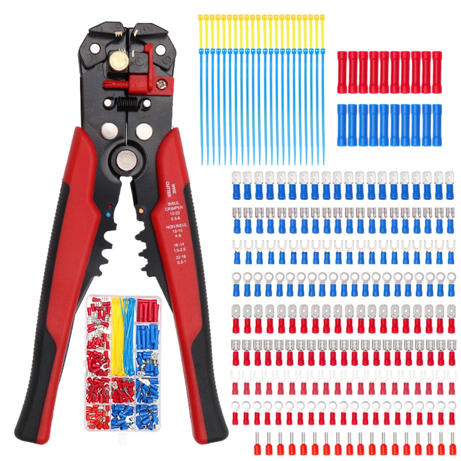 260PCS Crimp Cable Terminals Set Kit Heat Shrink Insulated Wire Electrical Connector Assorted Box multicolour