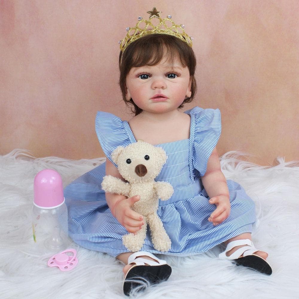 Alive Soft Real Touch Full Body Silicone Reborn Baby Doll with 3D Skin 55 CM Girl Lovely Princess Dress Up Bathe Toy Finished doll
