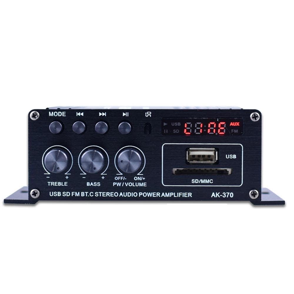 AK370 Mini Audio Power Amplifier Portable Sound Amplifier Speaker Amp for Car and Home black