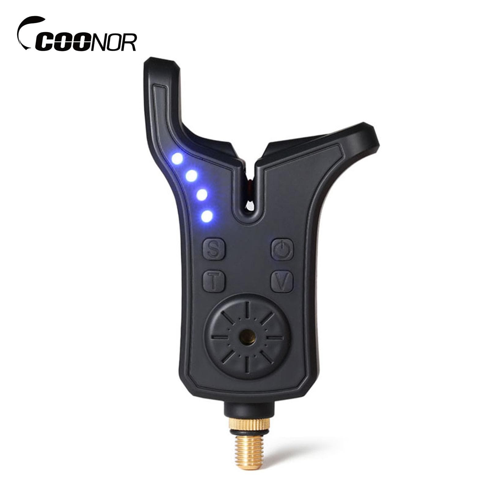 Electronic Fishing Bite Sound Alarm Indicator Sound Bite Alert Bell with LED Lights black