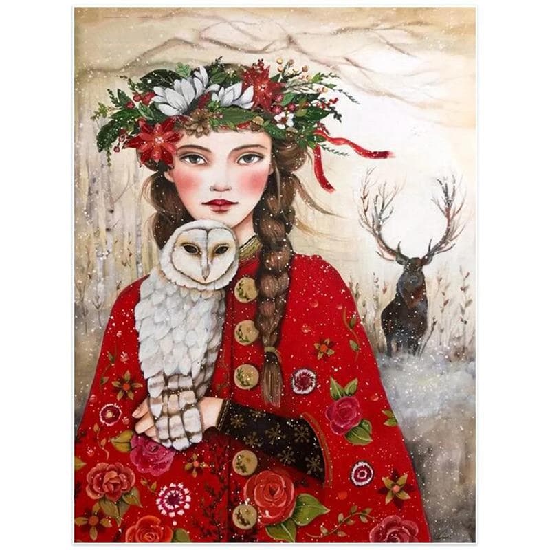 Diamond Painting Girl Cross Stitch Diamond Embroidery Full Display Owl Diamond Mosaic 20X30CM
