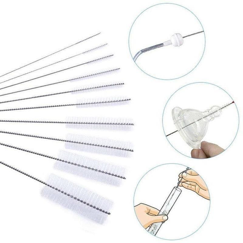 10pcs/set Multifunctional Portable Stainless Steel Household Bottle Brushes Cleaner Brush Set Soft Hair Cleaning Tool 1
