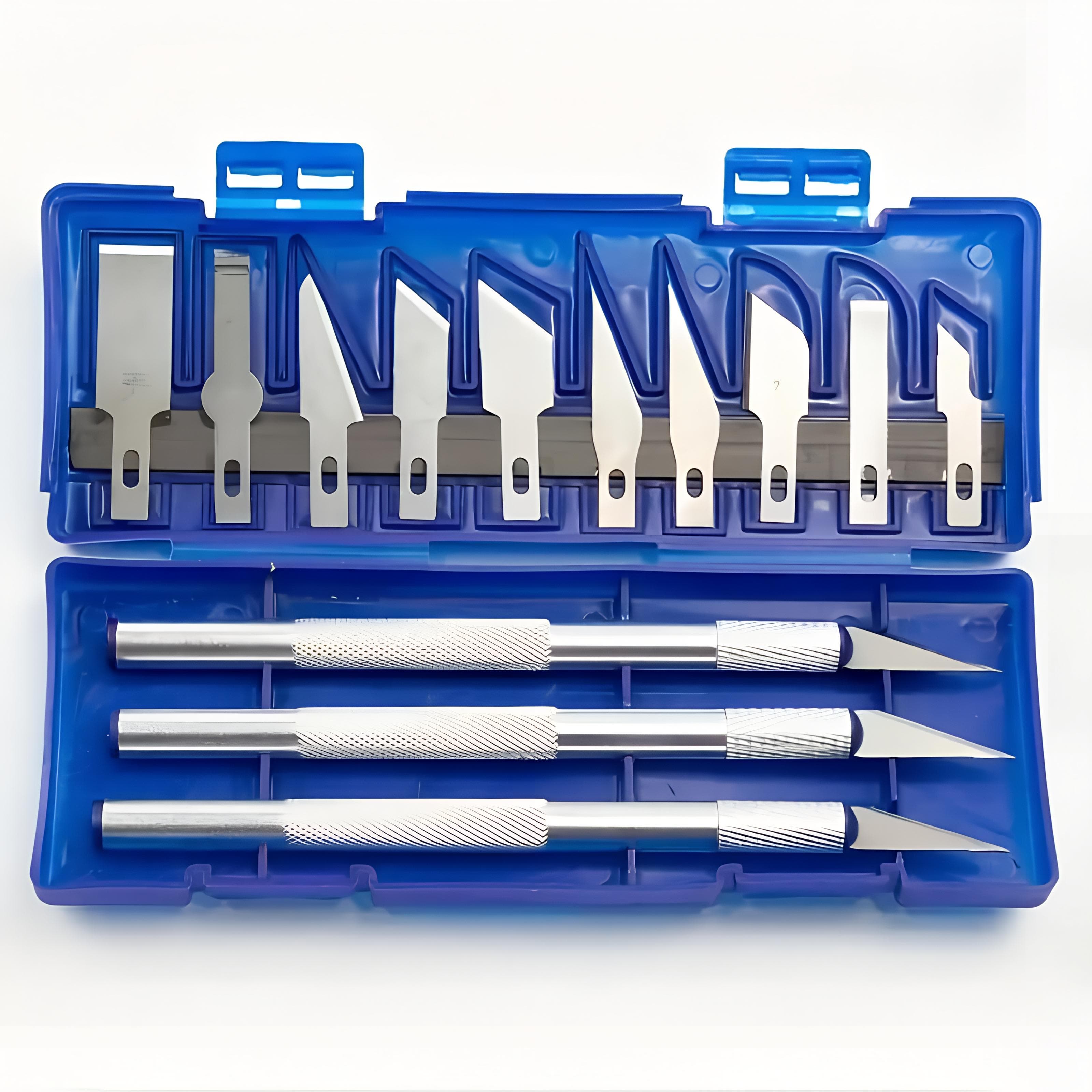 13Pcs Metal Carving Knife Pen Style Art Seal Cutting Manual Combination Paper Cuttings Non-Slip Gadget DIY Precision Repair Tool blue