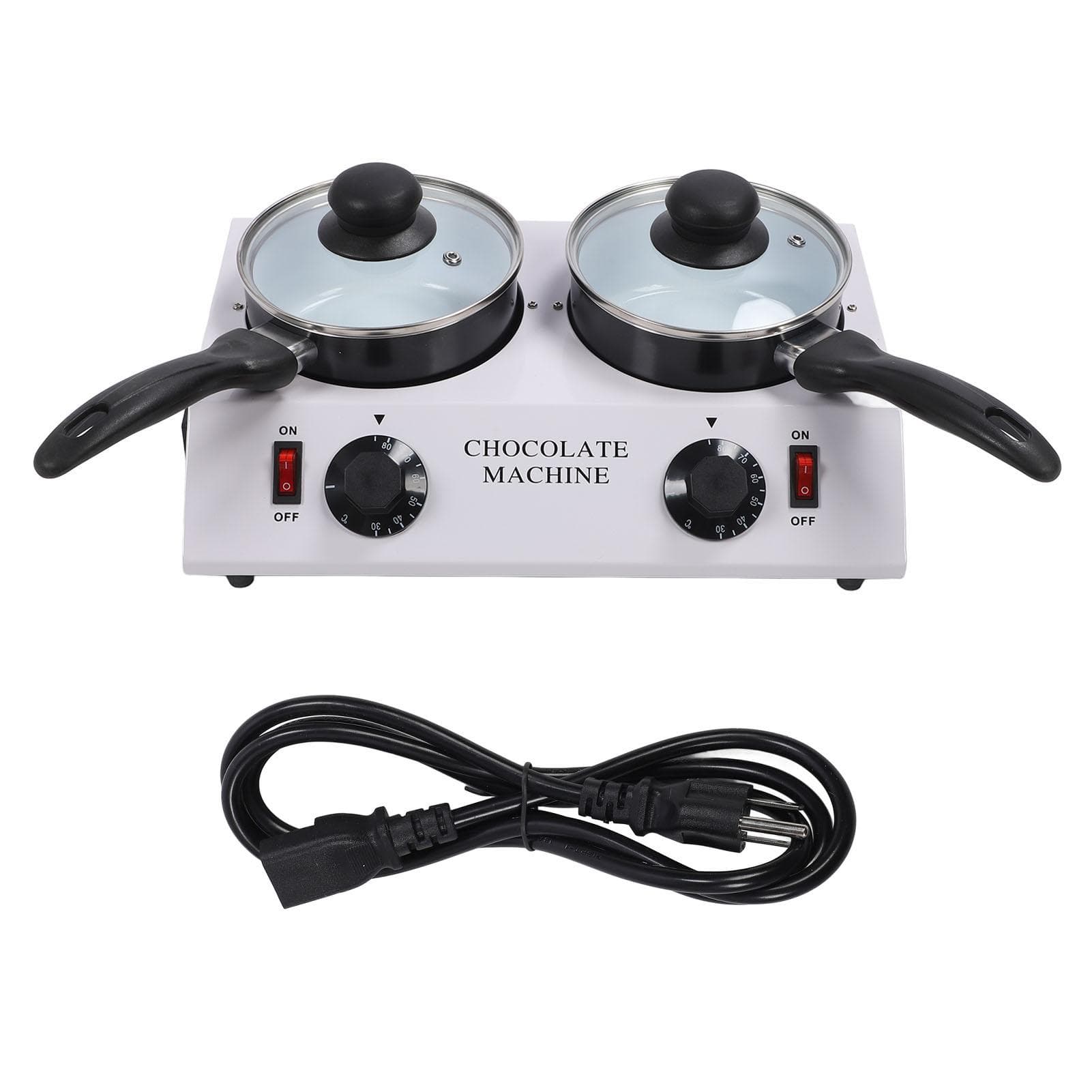 Chocolate Melting Machine with Temp Control Knobs Fast Heating Dual Pot Electric Melter for Sweets L black