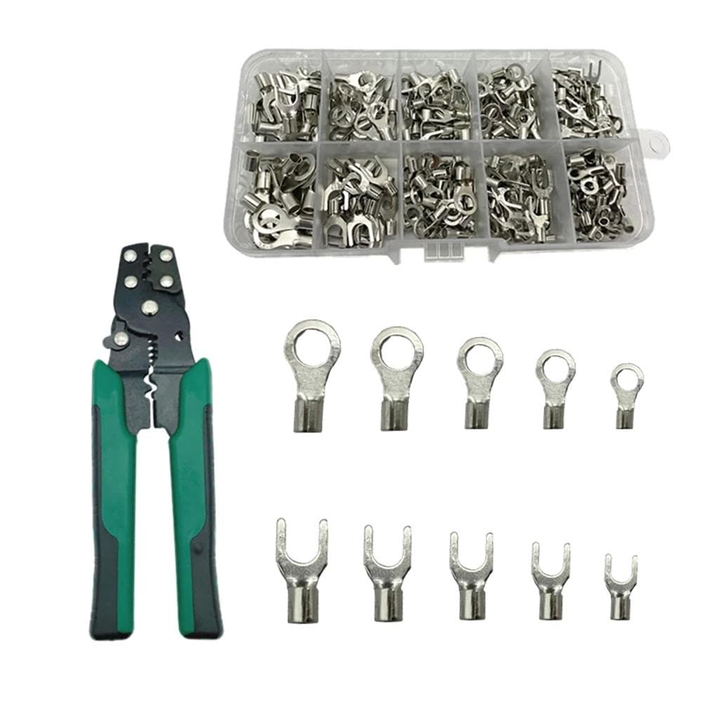 320pcs Crimp Terminal with Pliers Set 10-in-1 Crimp Terminals Kit U Shaped O Shaped Cold Pressed multicolour