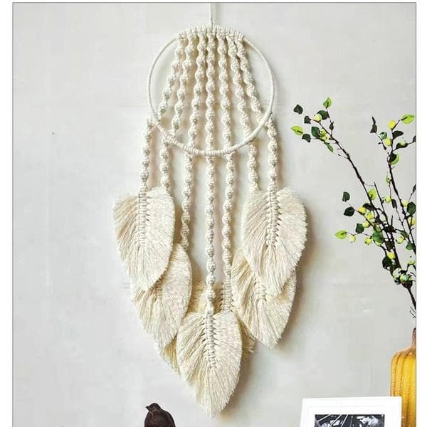 Creative Hand-woven Dream Catcher Tapestry Tassel Wall Hanging Tapestry Dream Catcher Wall Decoration Woven Knitted Dream Catcher Home Decoration white
