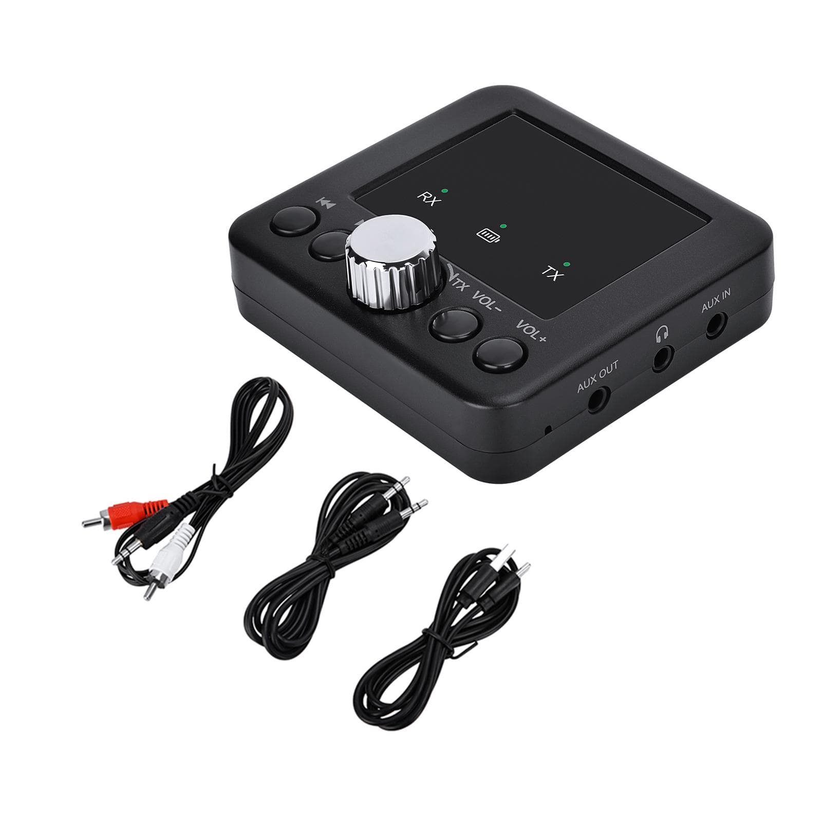 RT05 BT5.2 Audio Receiver Transmitter 2-in-1 Wireless 3.5mm Audio Adapter AUX Input for TV Car black