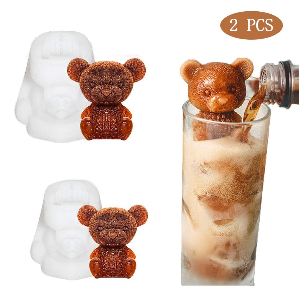 3D Teddy Bear Fondant Mold Silicone Animal Mold Soap Candle Mold Ice Cube for Coffee Milk Tea Candy white