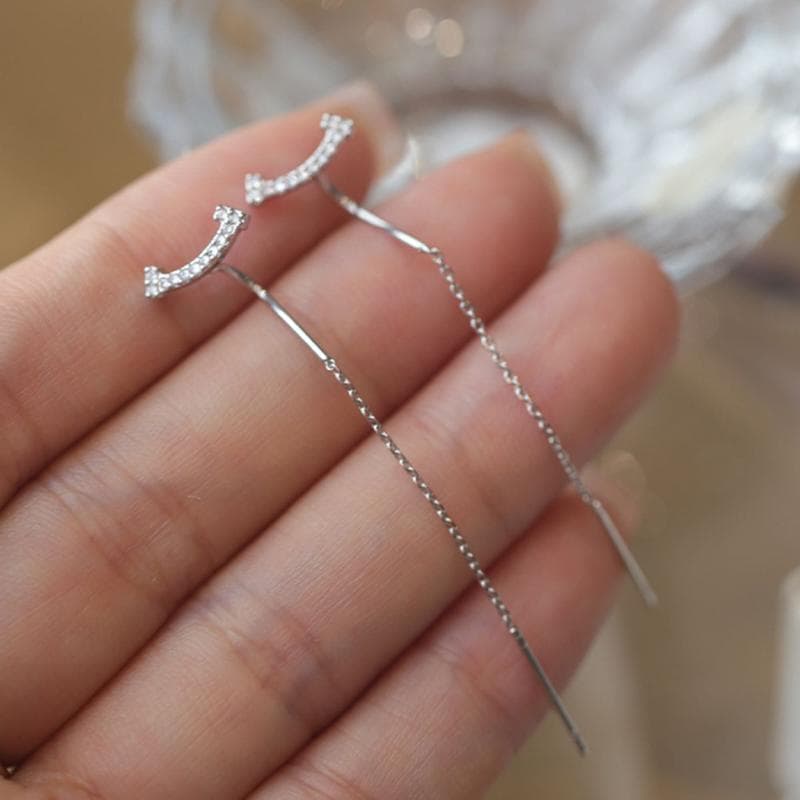 2023 Trendy Long Wire Tassel Thread Chain Climb Star Heart Beads Pendants Drop Earrings Women's Rhinestone Accessories Jewelry silver