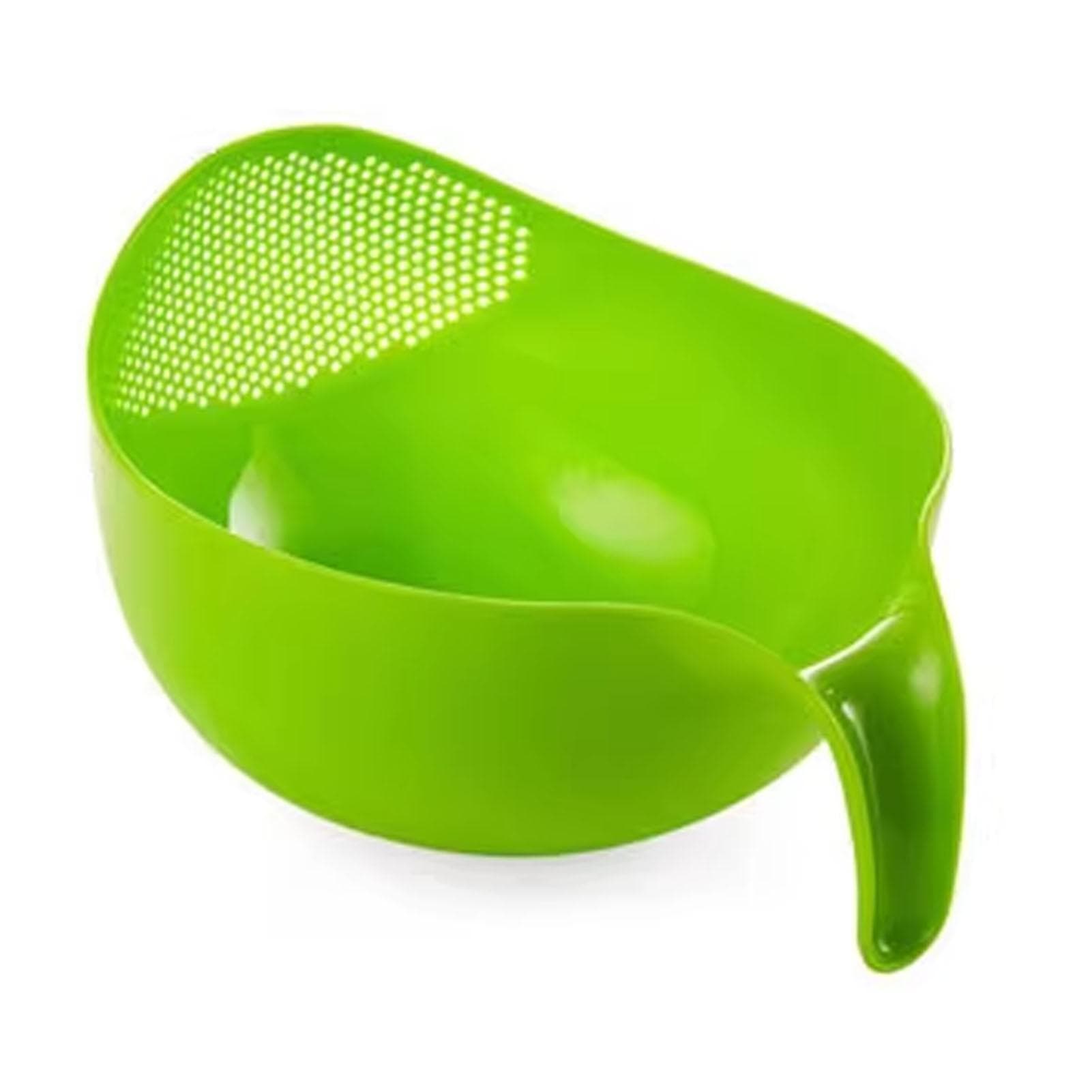 Rice Washer Strainer Bowl Colander Quinoa Strainer with Handle Kitchen Strainer for Rice Veggie Large Green