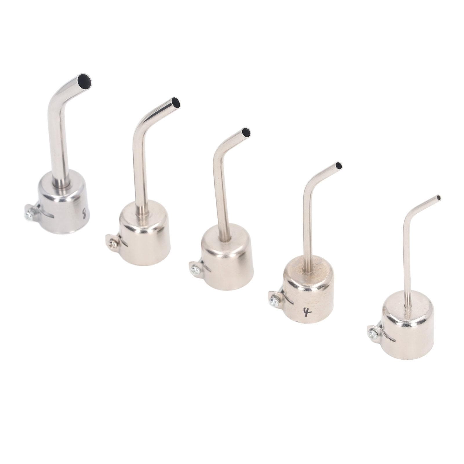 5Pcs Heat Gun Nozzle Aluminum Alloy Curved Hot Air Nozzle Tip Soldering Station Accessory for 850
