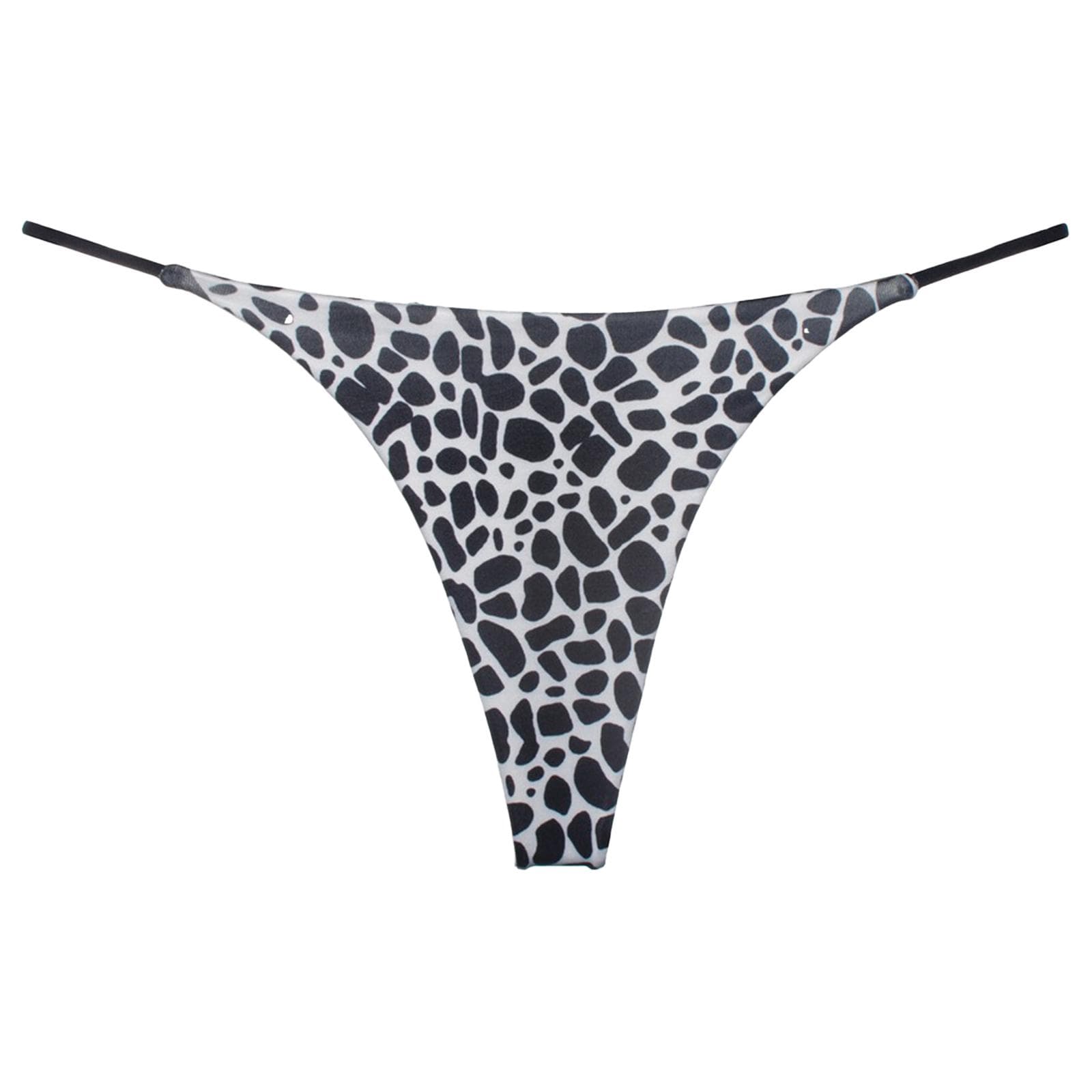 Womens Low Rise Thong Bikini Bottom Beach Sunbathing T-back Swimwear L black olive/white