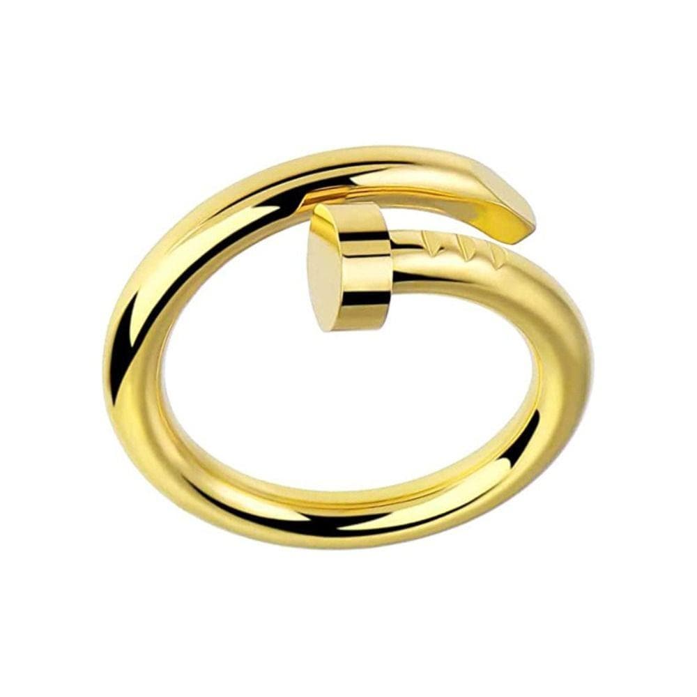 Gold Sliver Love Friendship Ring Stainless Steel Wedding Rings Elegant Twist Nail Ring Women Girls 8 gold