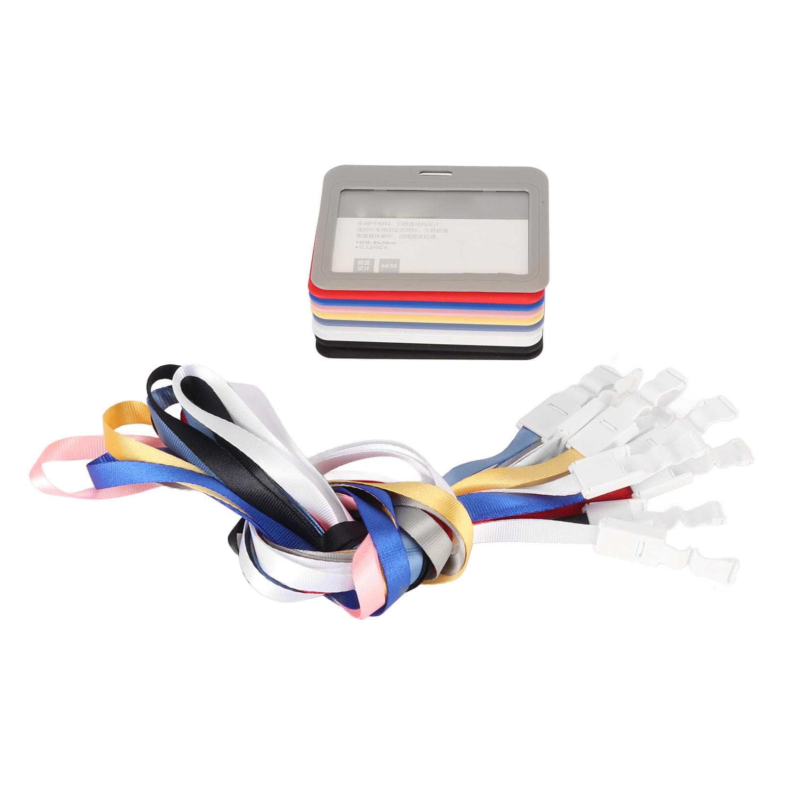 10Pcs Badge Holder Assorted Color Frosted Plastic Rounded Corner Bus Card Holder with Lanyard for