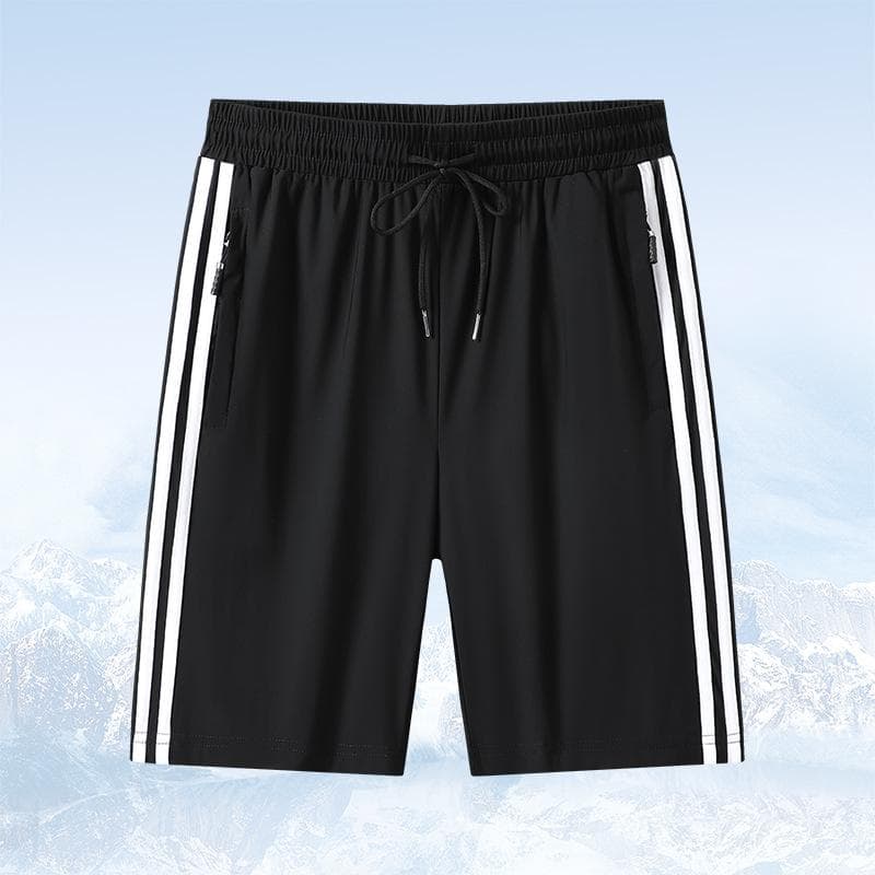 Summer Solid Color Men's Loose Pants Men's Five Casual Fashionable Fitness Pants Comfortable Running Shorts Cool and Transparent Shorts 2XL black
