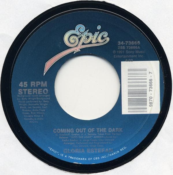 7inch Record GLORIA ESTEFAN - Coming Out Of The Dark 3473666 Epic 1991 US Pop Used