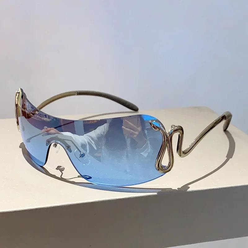 Future Tech One-piece Sunglasses European American Style UV Resistant Skiing Gafas De Sol Hombre