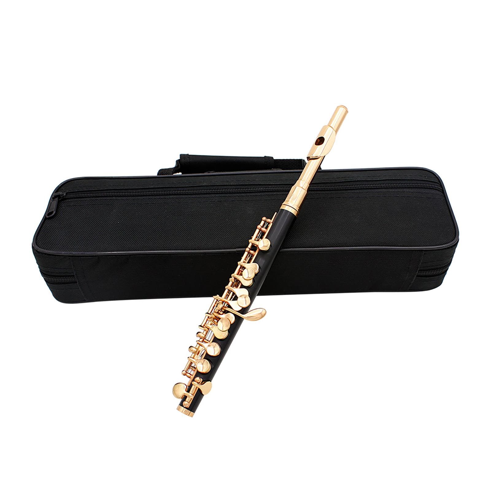Piccolo Ottavino Half-size Flute Cupronickel Silver Plated C Key Tone with Polish Cloth Cleaning gold