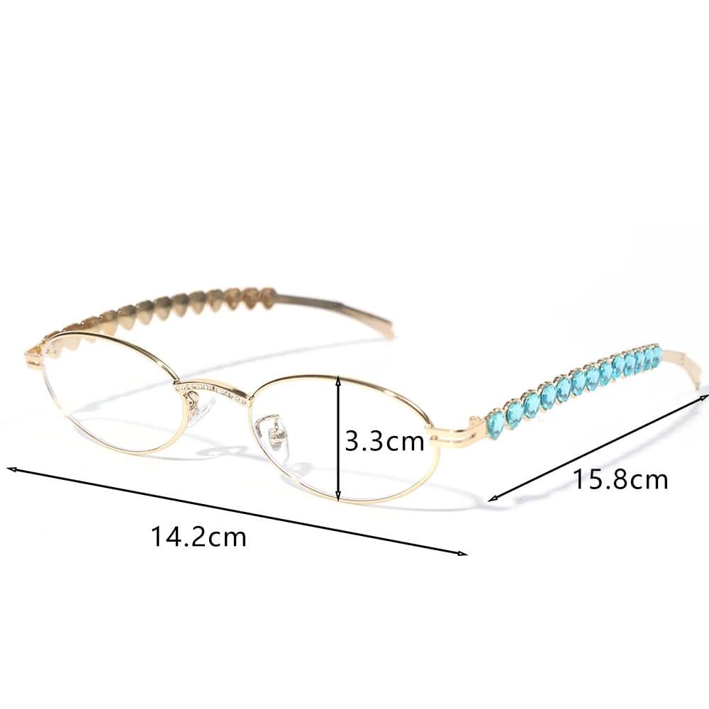 Women Rhinestone Sunglasses Stylish Oval Sun Glasses Vintage Round Black Shades Luxury Bling Diamond Eyewear