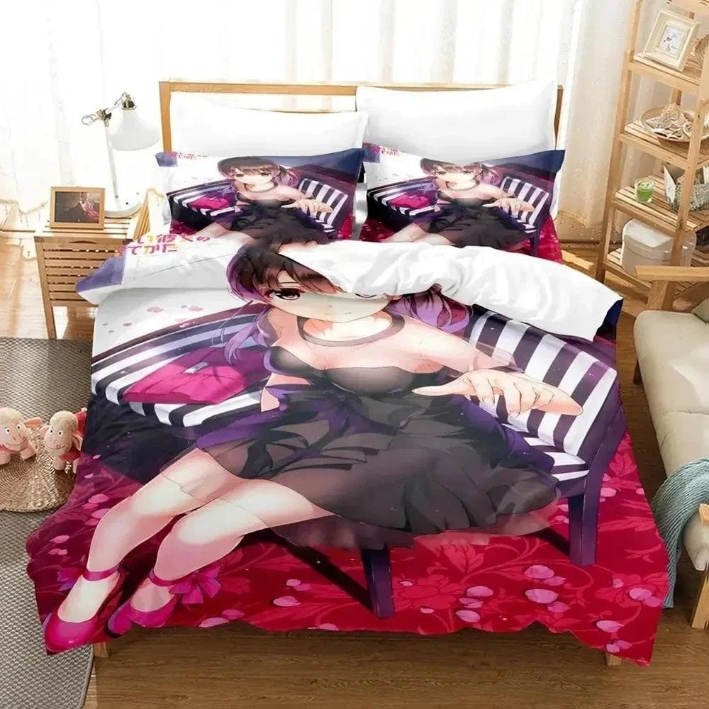 3D Anime Saekano Bedding Set Duvet Cover Bed Set Quilt Cover Pillowcase Comforter king Queen Size Boys Adult Bedding Set 70x133cm 2pcs