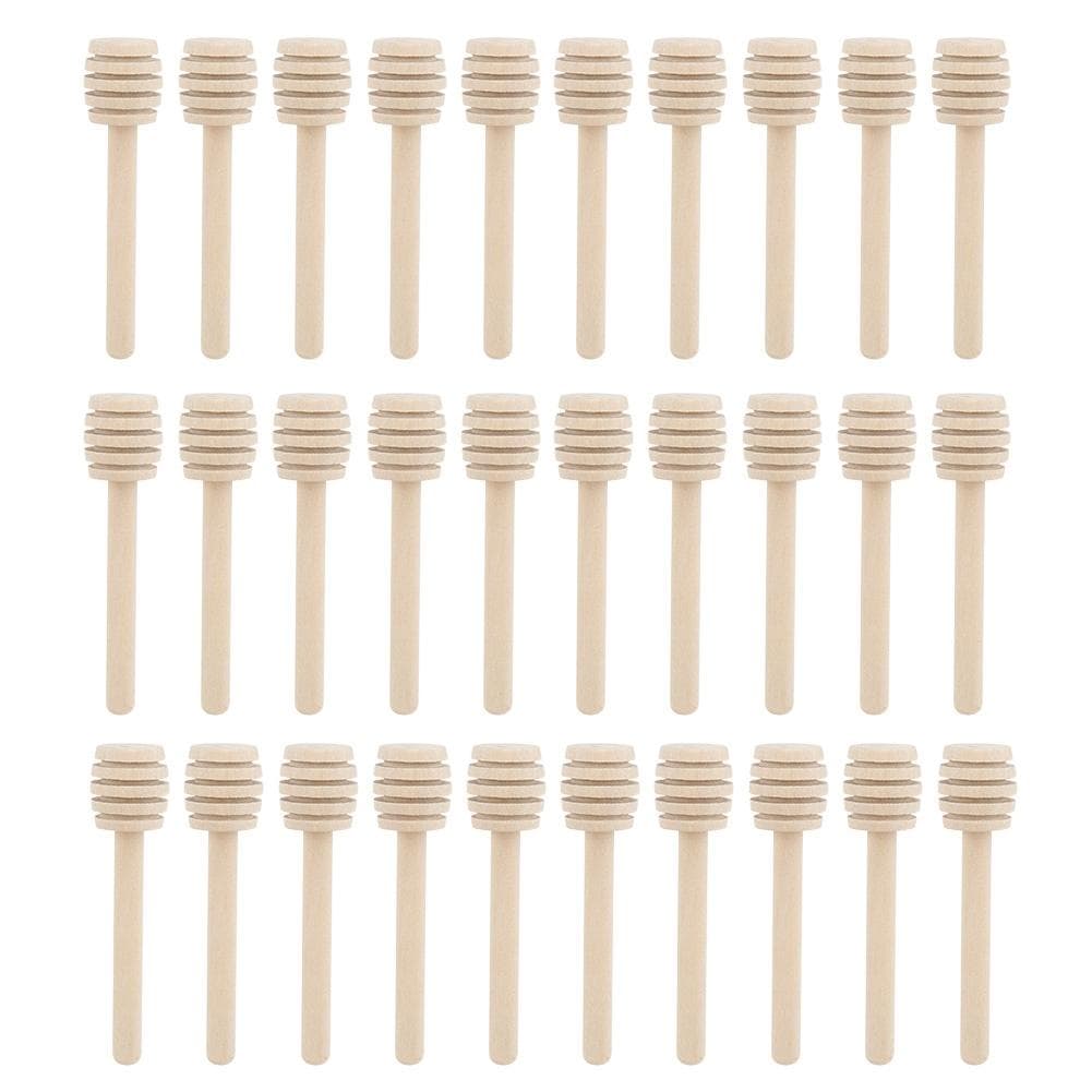 30Pcs Household Wooden Jam Honey Dipper Syrup Dispensing Collecting Stirring Rod Stick