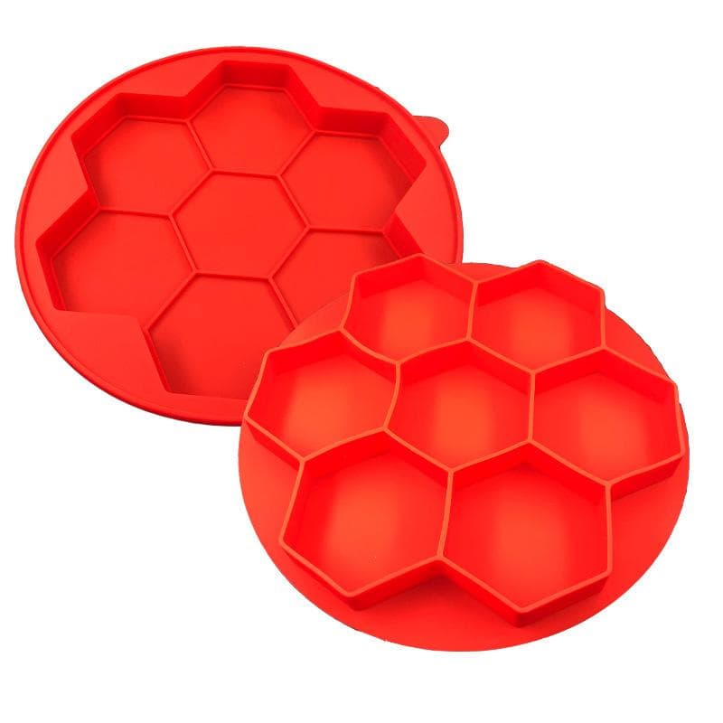 7 in 1 Hamburger Silicone Mold Silicone burger press food storer Hexagonal Hamburger Patty Maker Press Meat Slider Shape Trays red