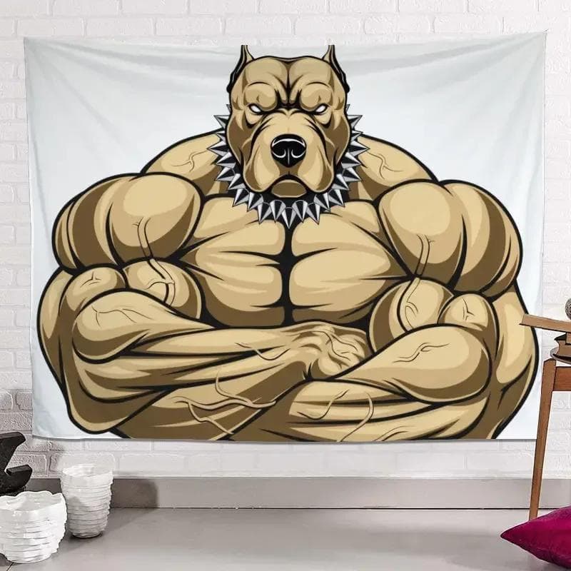 Fitness tapestry gym background cloth fitness hanging cloth macho animal muscle pattern 230x150cm