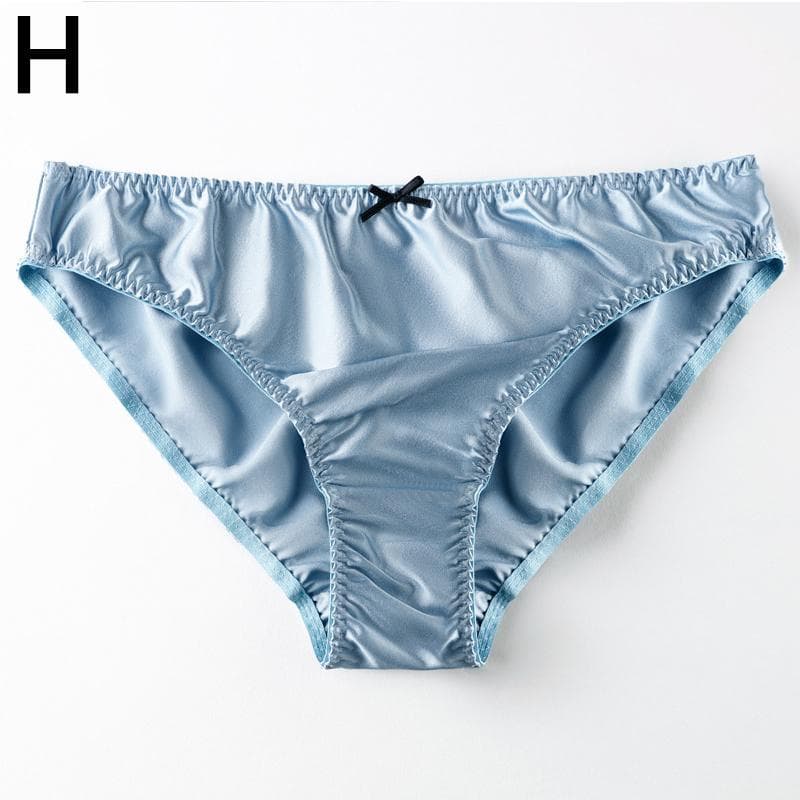 Sexy Women Ladies Satin Silky Briefs Panties Lingerie Underwear Knickers Large Size M sky blue