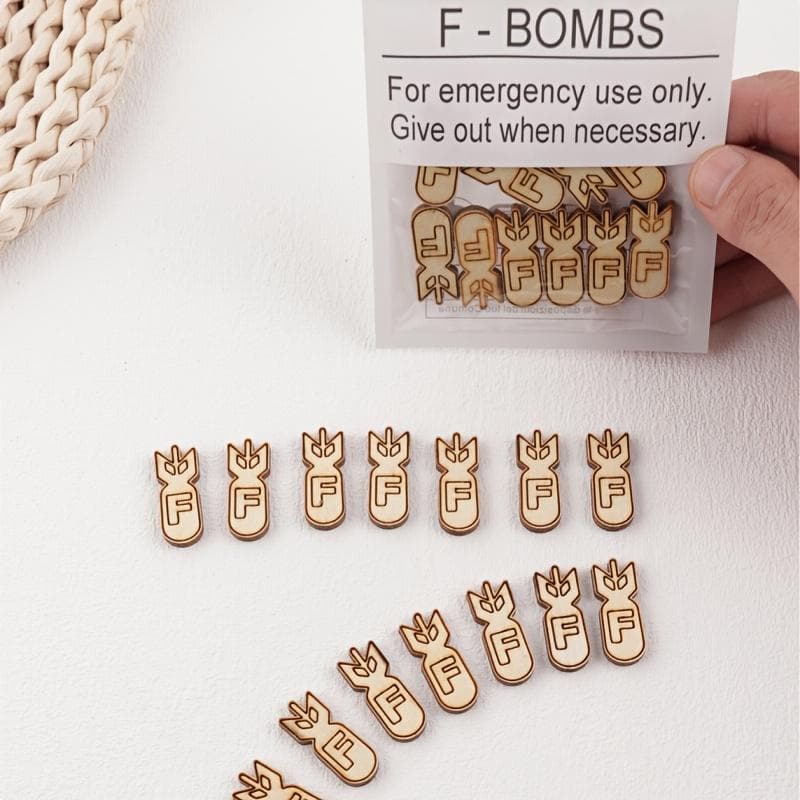 10 PIECES REUSABLE WOODEN F-BOMBS - PERFECT FOR PARTIES, OFFICE DECORATIONS AND GIFTS | Ideal Birthday, Bachelorette Party, Easter, Christmas 12 pieces