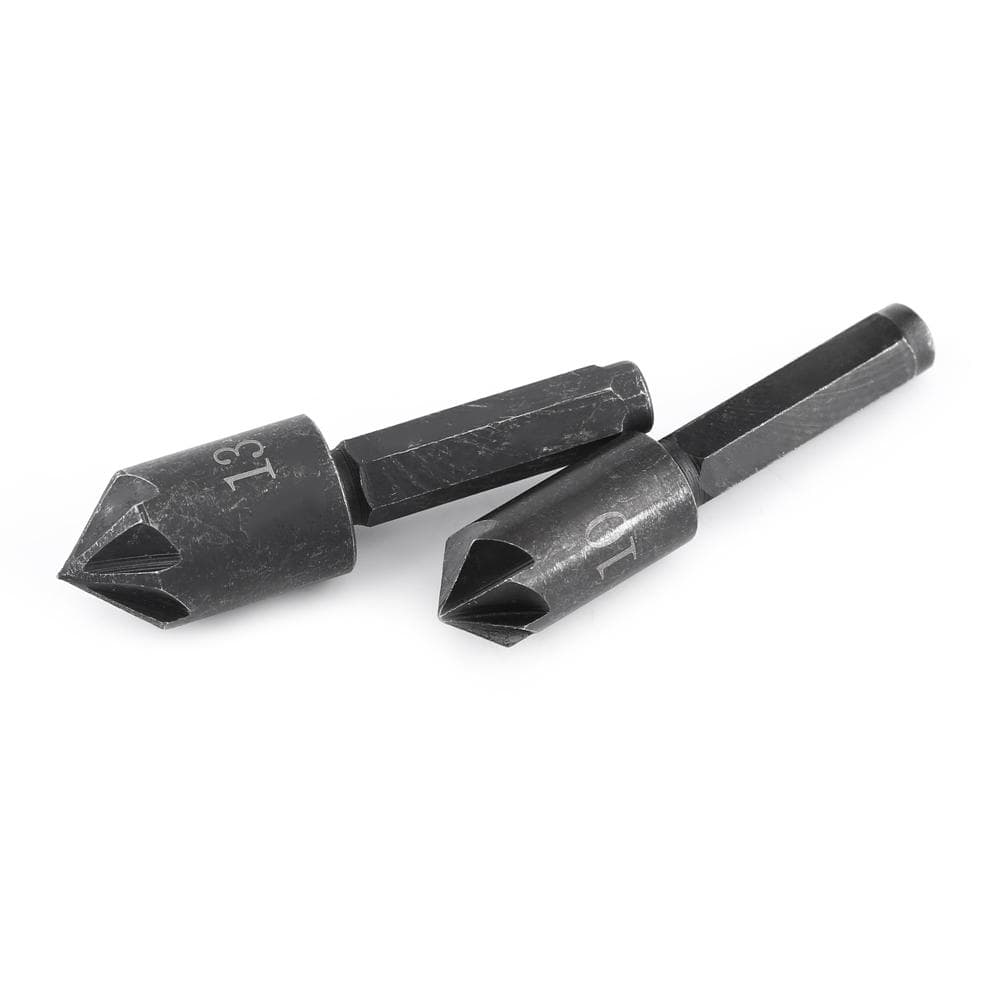 2pcs 7 Flute 82 Degrees 14 Hex Shank High Carbon Steel Countersink Cutter Bits