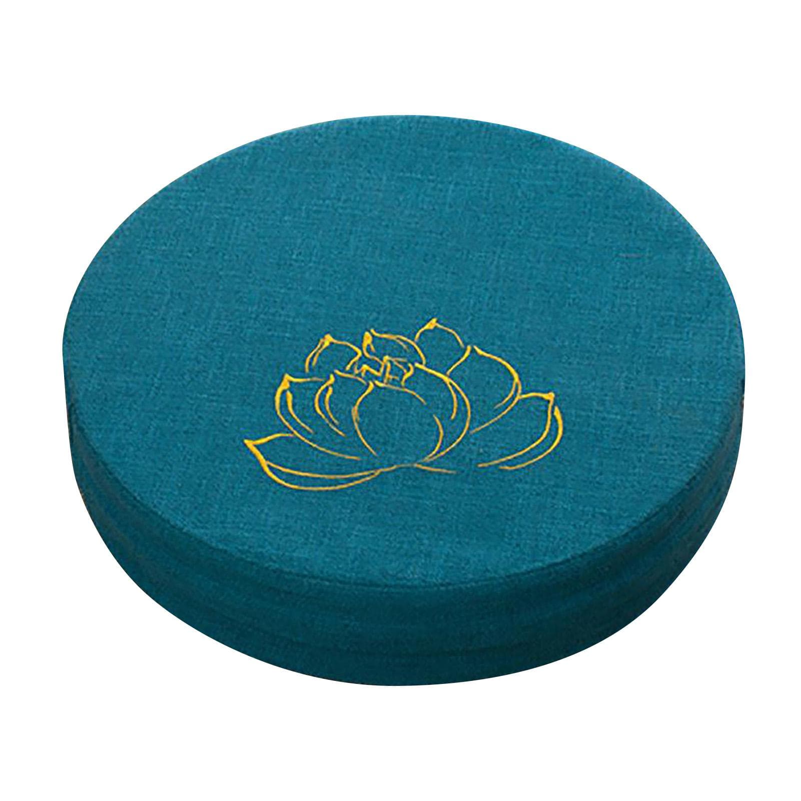 Meditation Cushion Round Hard Foam Cotton Linen Detachable Washable Comfortable Floor Pillow Mat lake blue