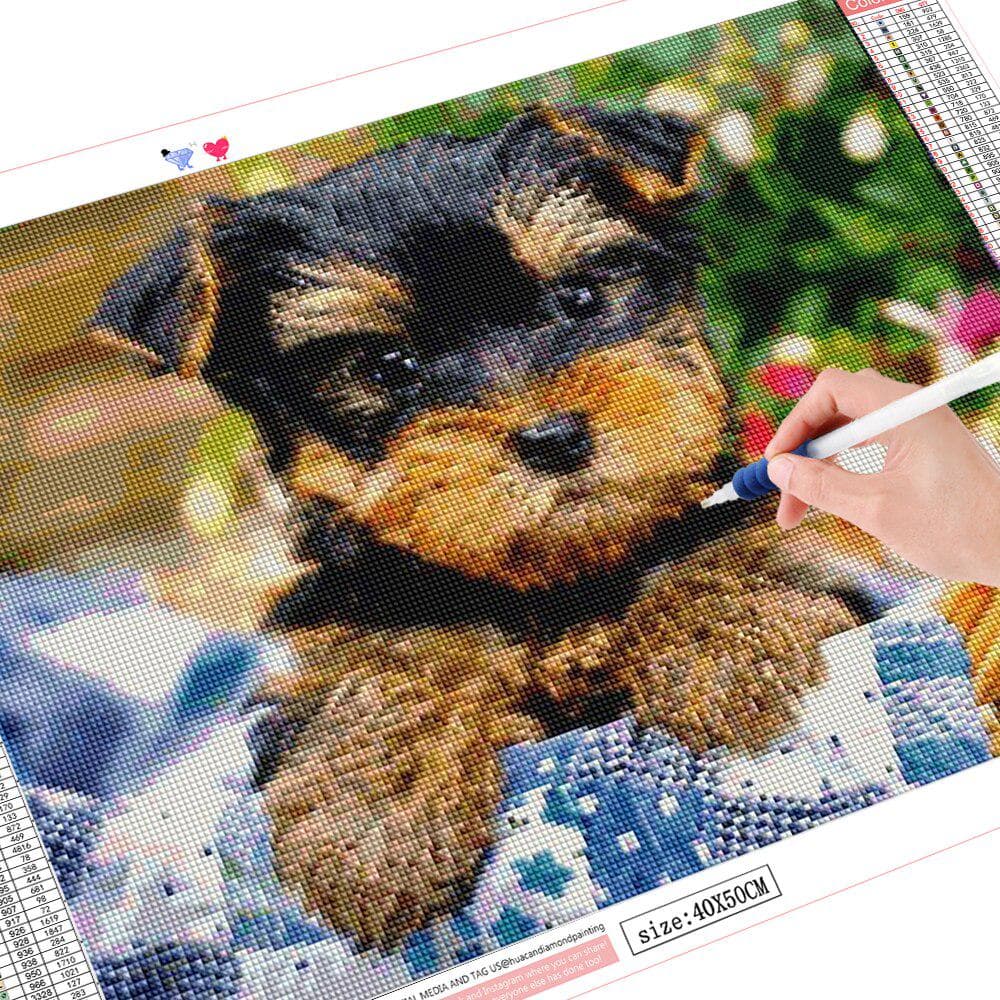 5D Diamond Embroidery Dog Animal Painting Cross Stitch Full Round Mosaic Picture 20X30CM