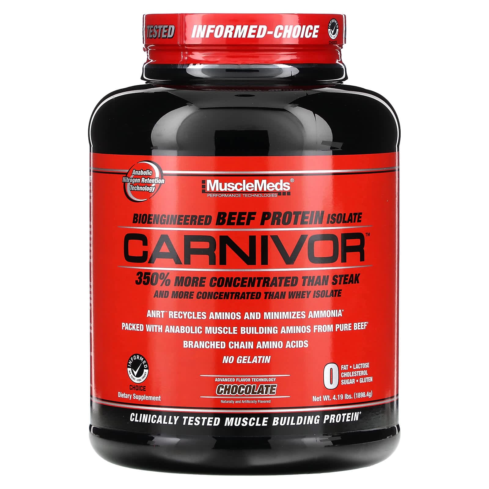 MuscleMeds, Carnivor, bioengineered beef protein isolate, chocolate flavor, 4.19 lb (1,898.4 g)