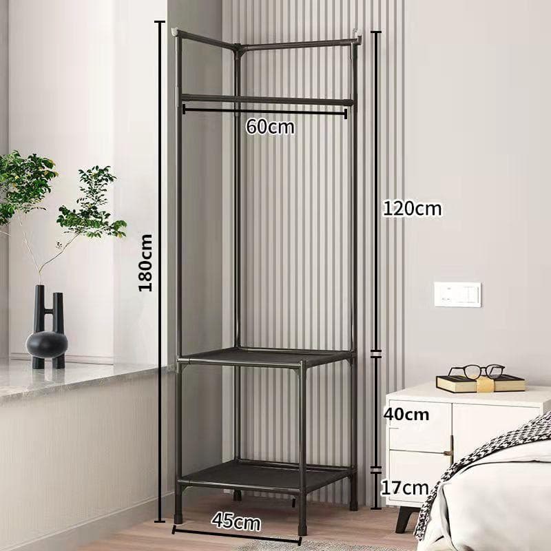 Simple Clothes Hanger Floor Folding Bedroom Single Pole Indoor Clothes Hanger Balcony Clothes Hanger Household Clothesline Pole black