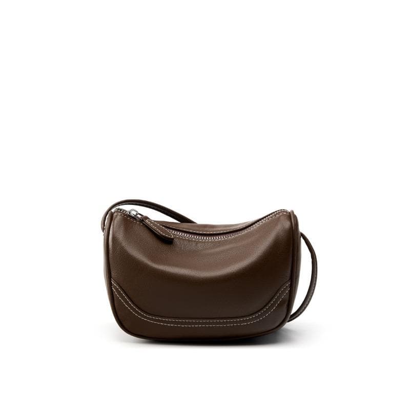 Leather Ladies Simple Top Layer Leather High Fashion Mom Bag Single Shoulder Crossbody Mini Small 19*7*13 brown