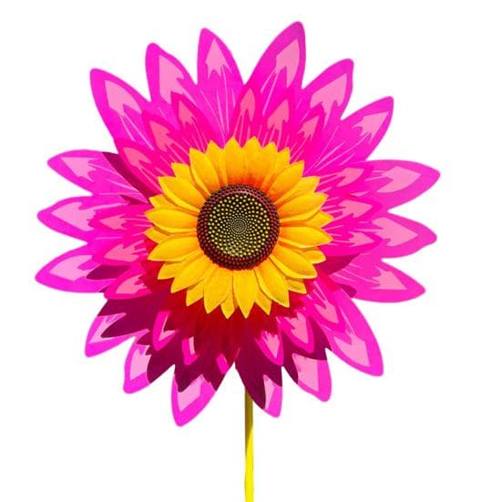 Sunflower Pinwheel 3-Tier Sunflower Garden Wind Spinner Ground Insert Yard Decor Windmill 36cm pink